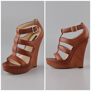 Rachel Zoe Kelsey Tan Wedge Sandal Platform Heels
